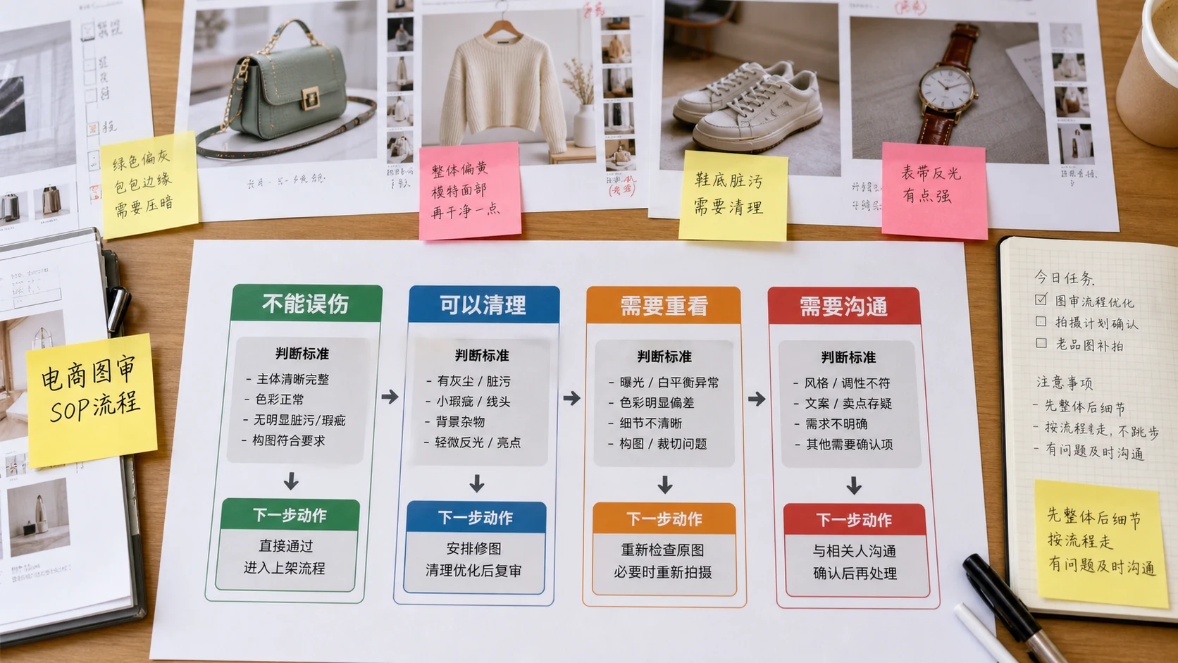 商品图返检入口到下一步动作的流程桌面图