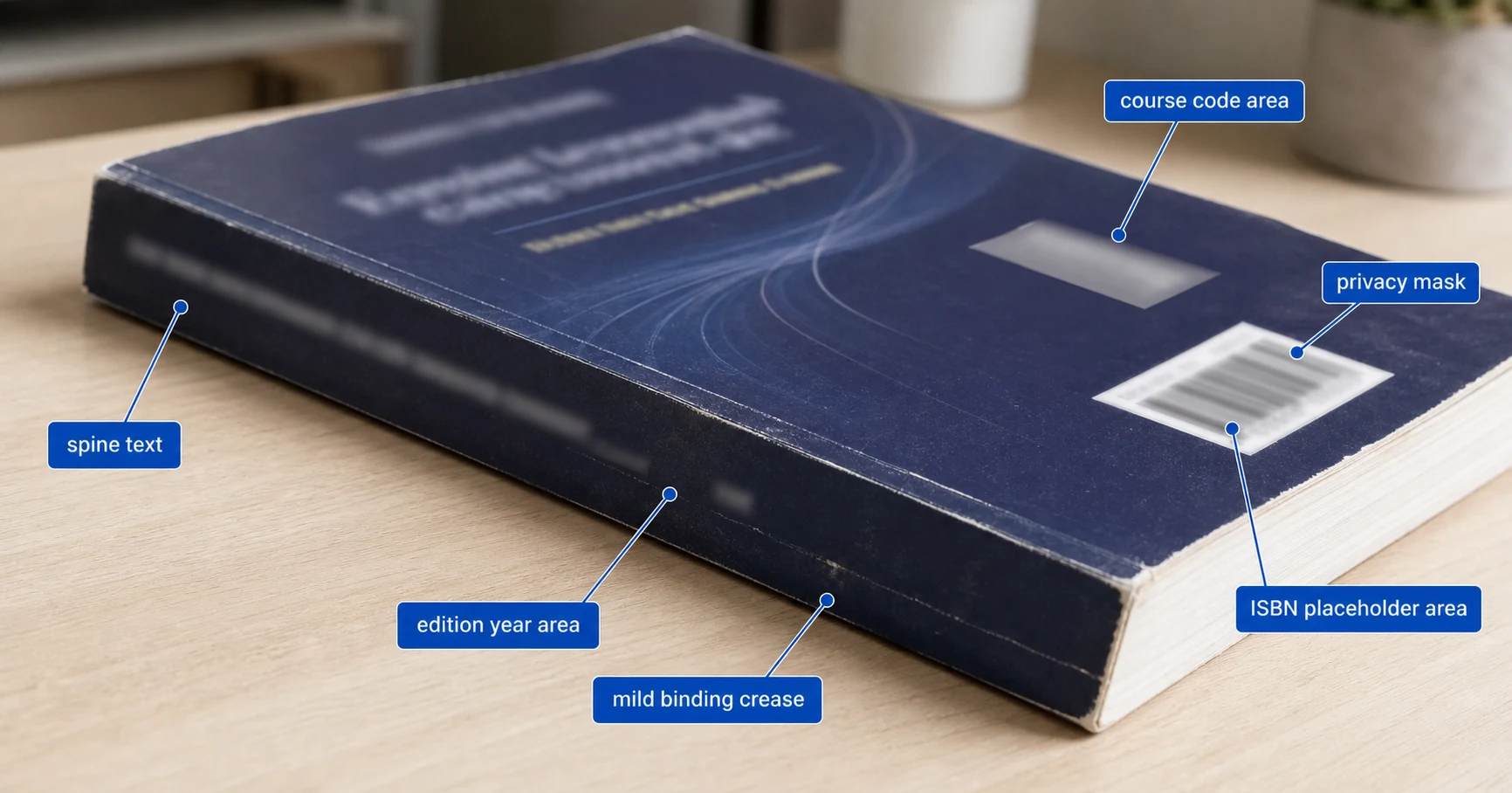二手教材书脊版次 ISBN 和课程码局部检查图