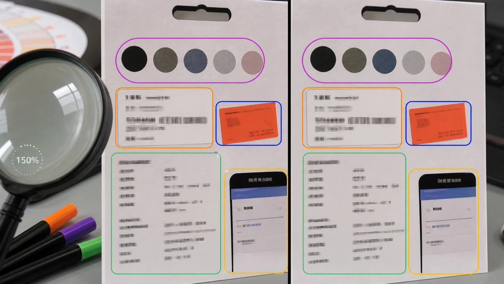 直播讲解卡局部特写展示色号贴价格贴和商品参数字的原图修后对照
