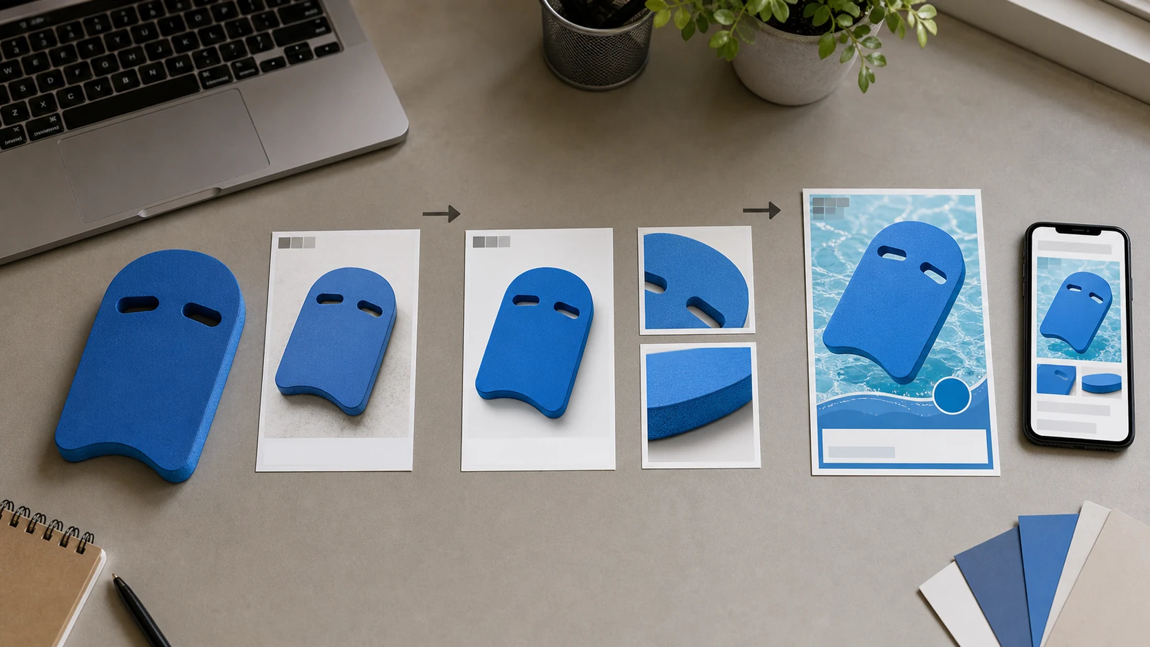 游泳浮板商品图先用图叮返检再用 Canva 做海报的工作流桌面