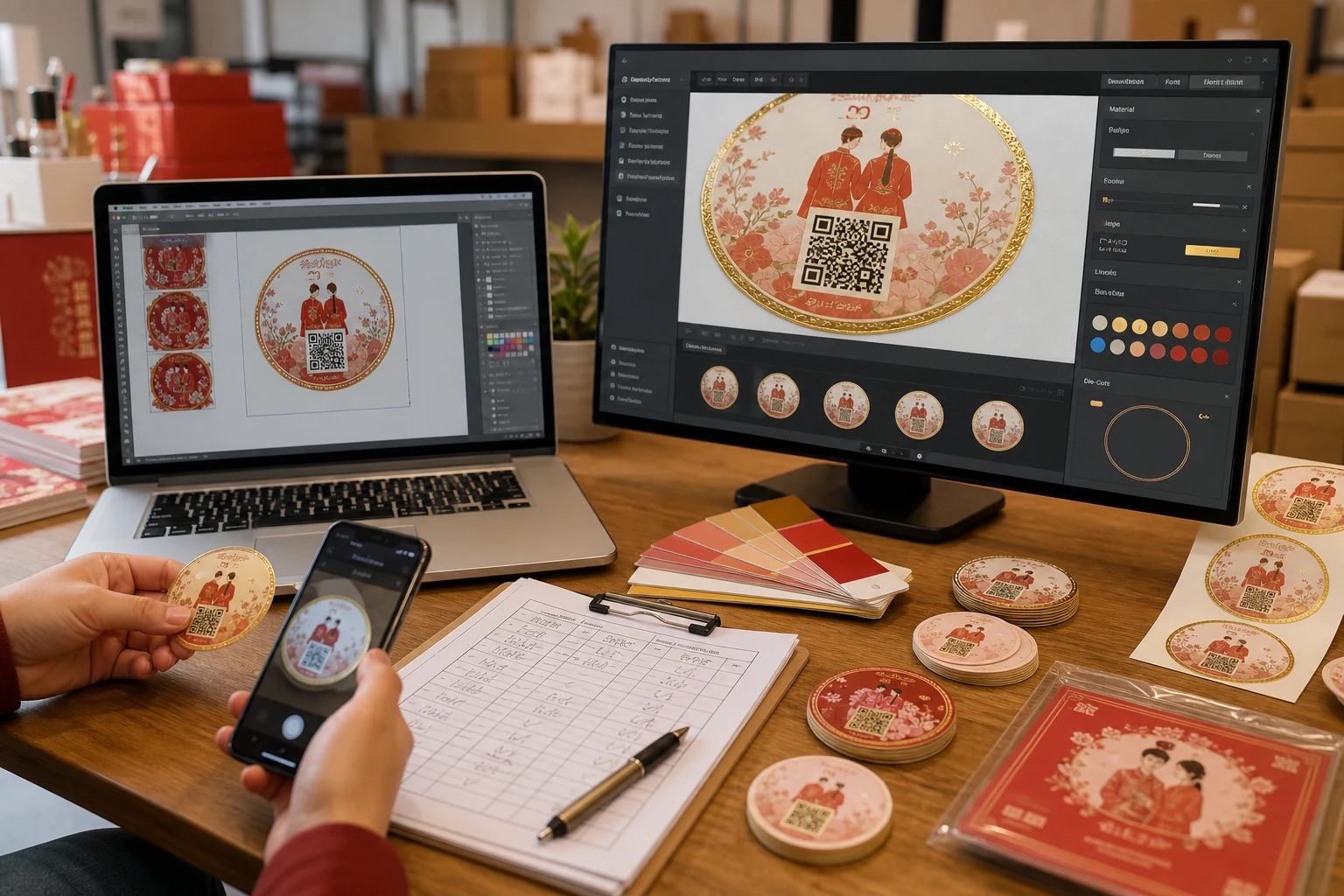 婚礼贴纸商品图从模板定风格到图叮修图再到详情页排布的工作台