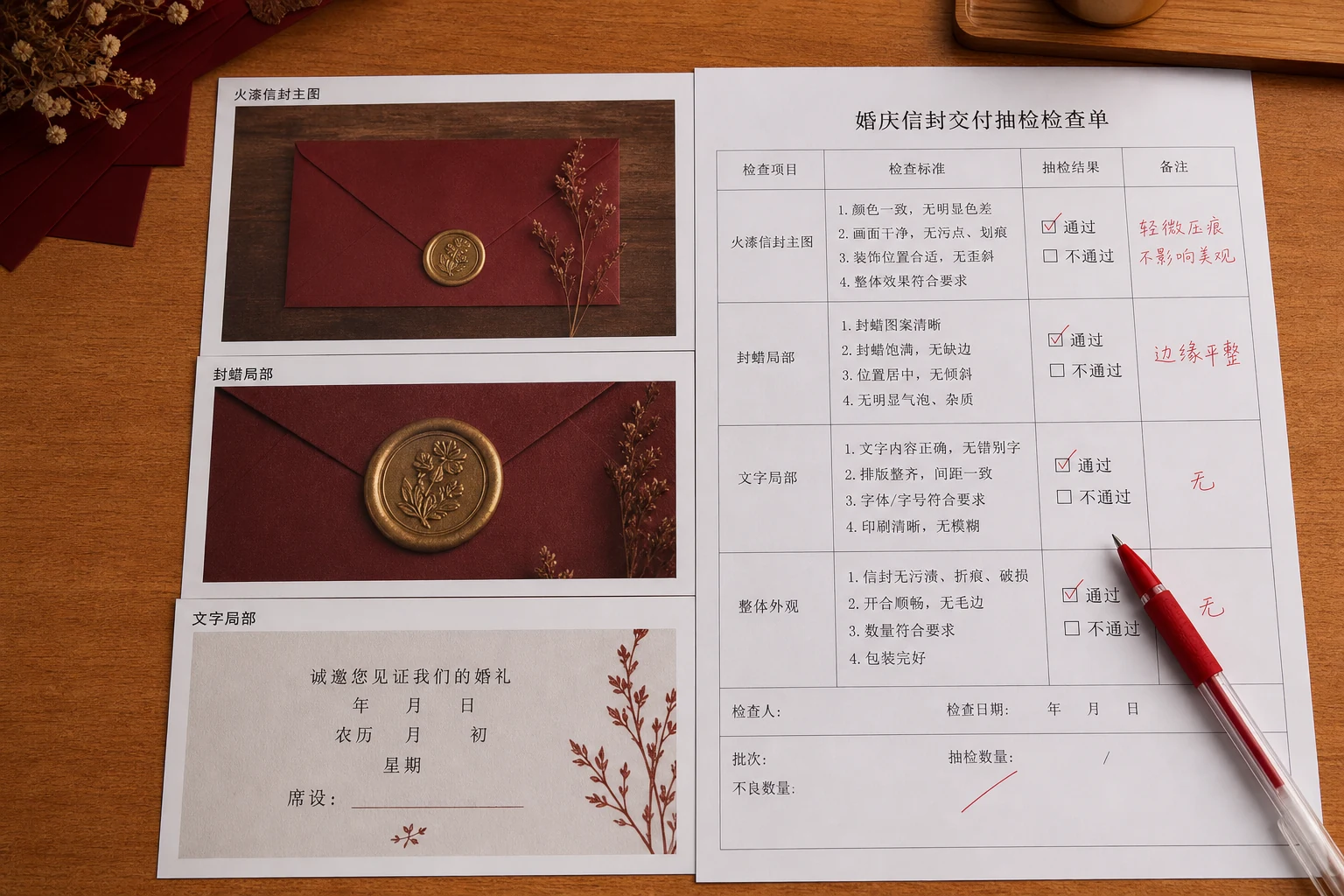 婚庆信封交付抽检清单图