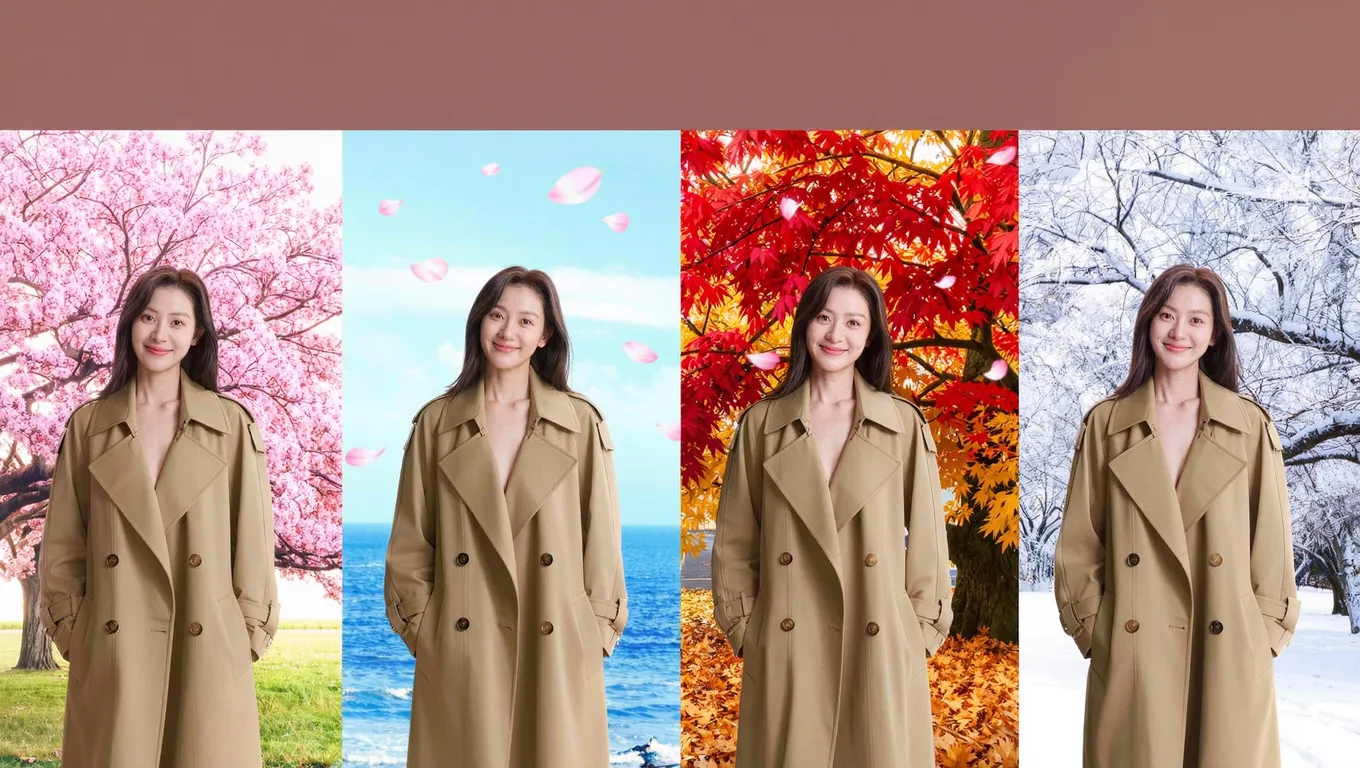 AI换背景打造四季主题服装大片