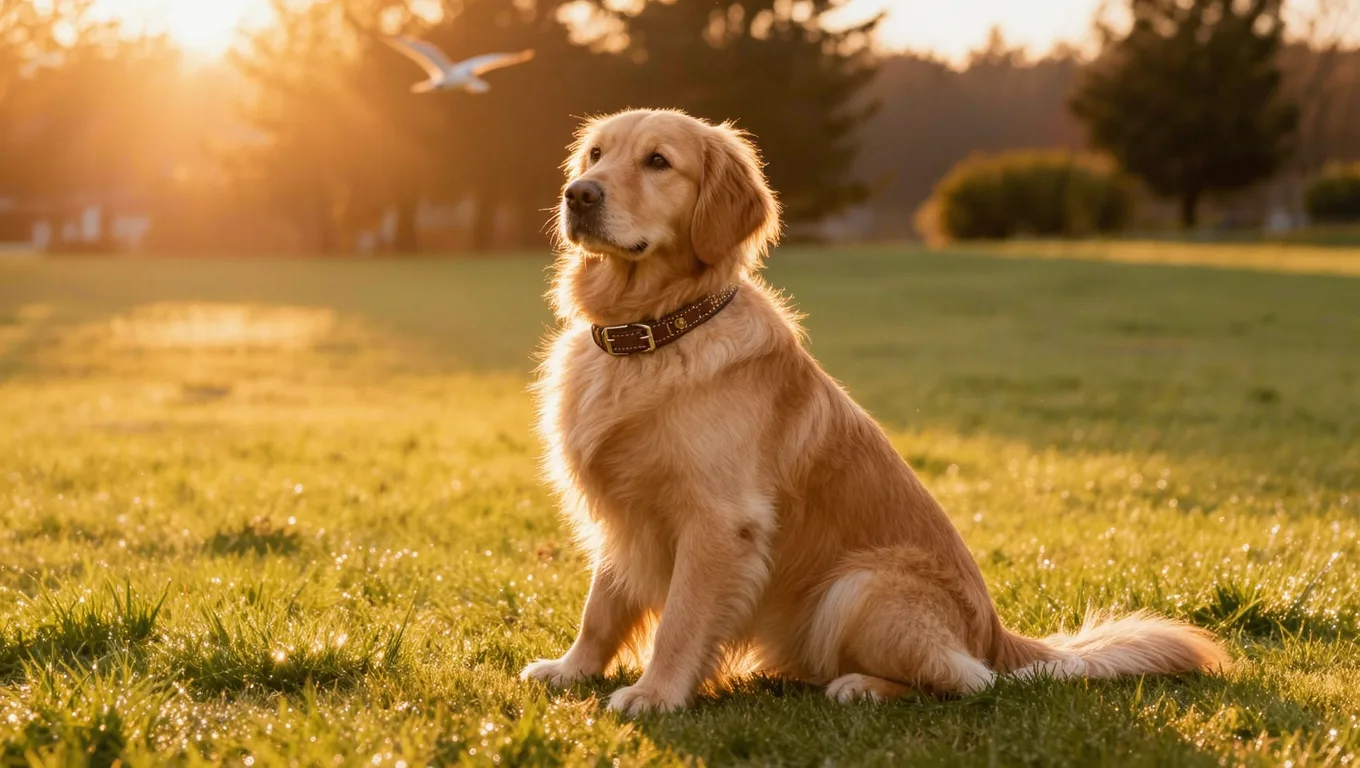 ai背景生成免费工具生成的金毛犬户外草坪图