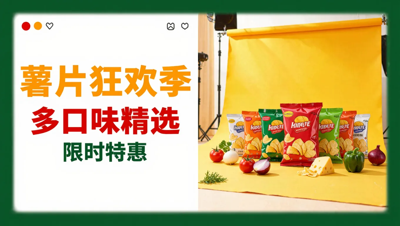 ai批量生图免费软件生成的多种口味薯片包装阵列