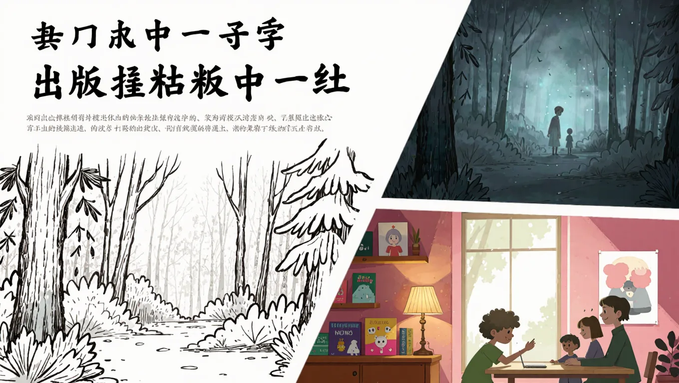 AI插画上色森林场景冷暖对比