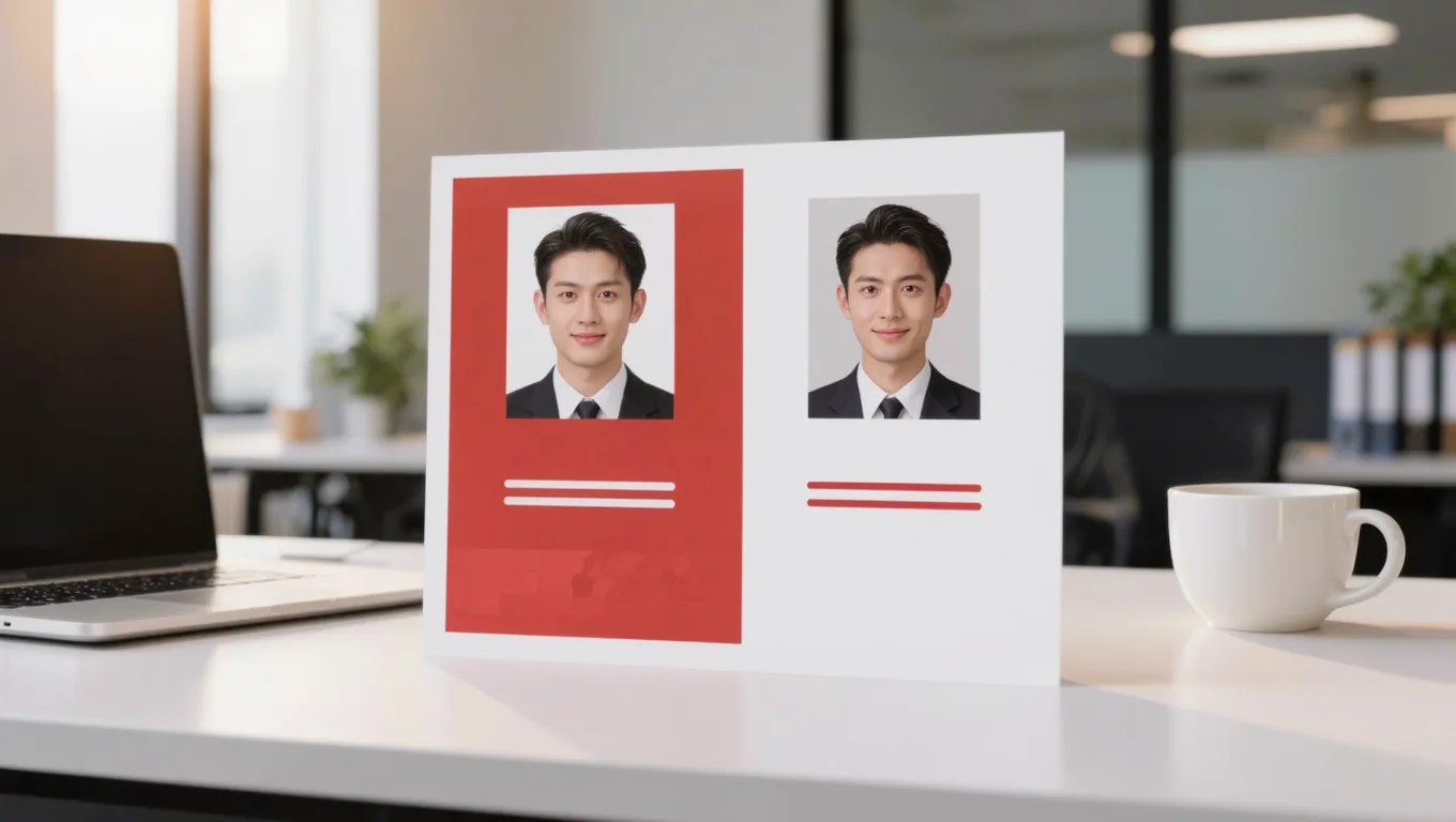 求职证件照从红底换白底的前后对比图