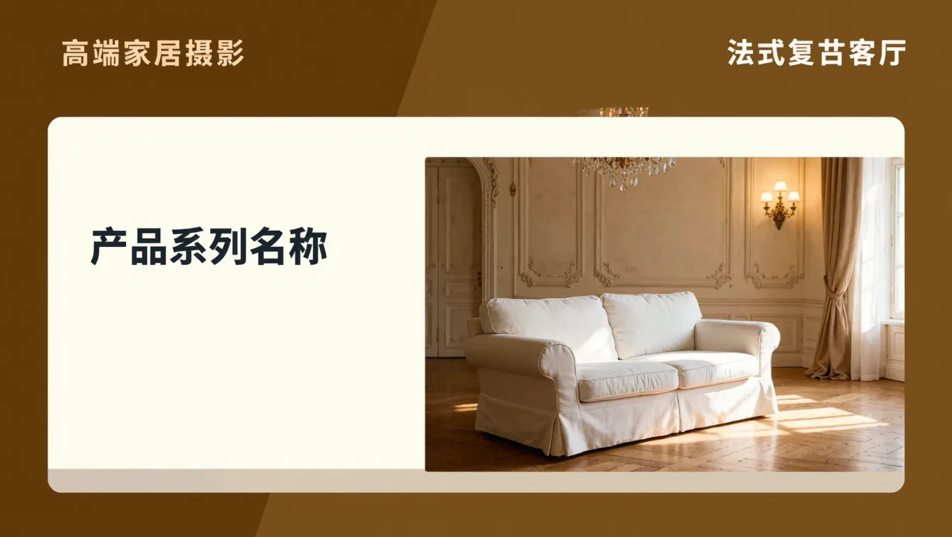 白底布艺沙发通过免费AI生图工具融入法式复古客厅