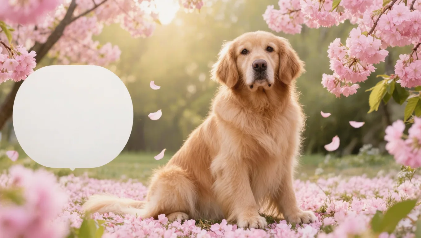 图叮AI生成的金毛犬春日花园写真