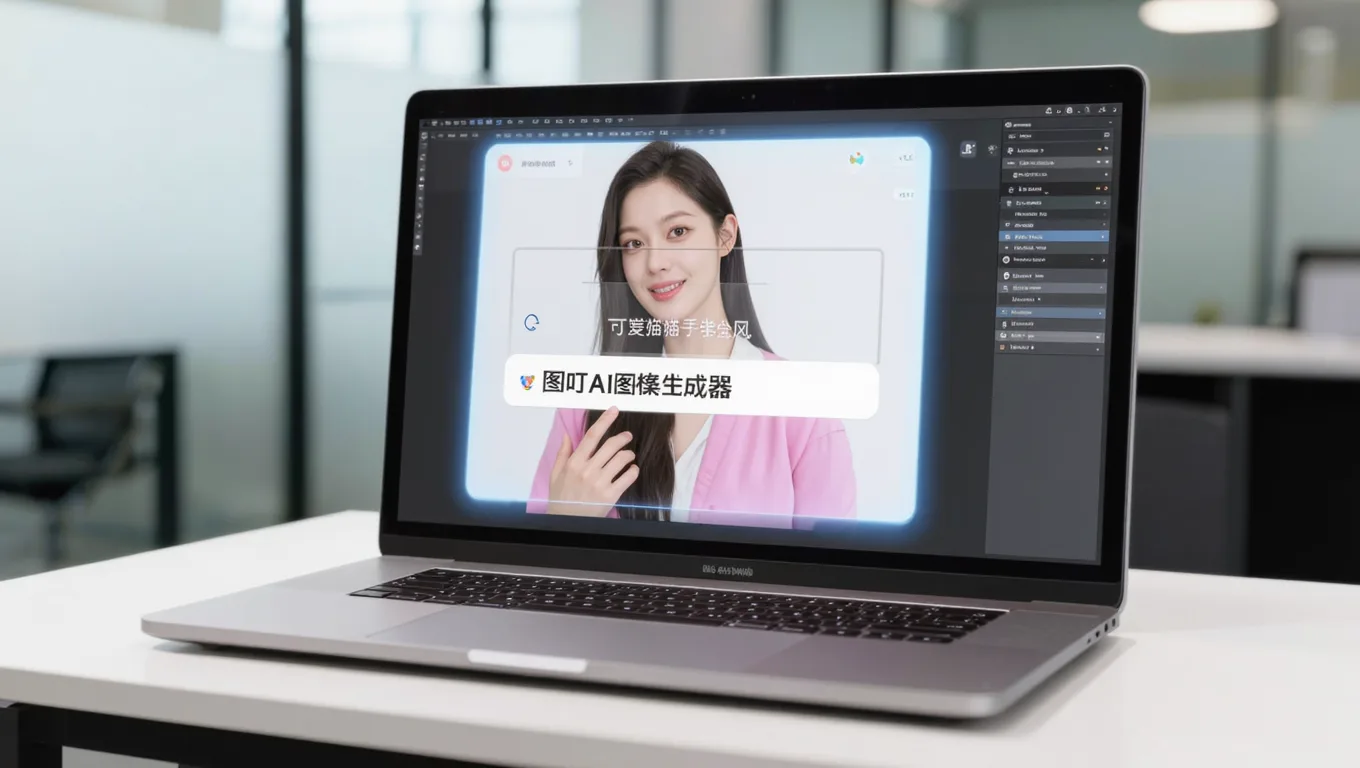 图叮AI图案生成器输入可爱猫咪手绘风提示词