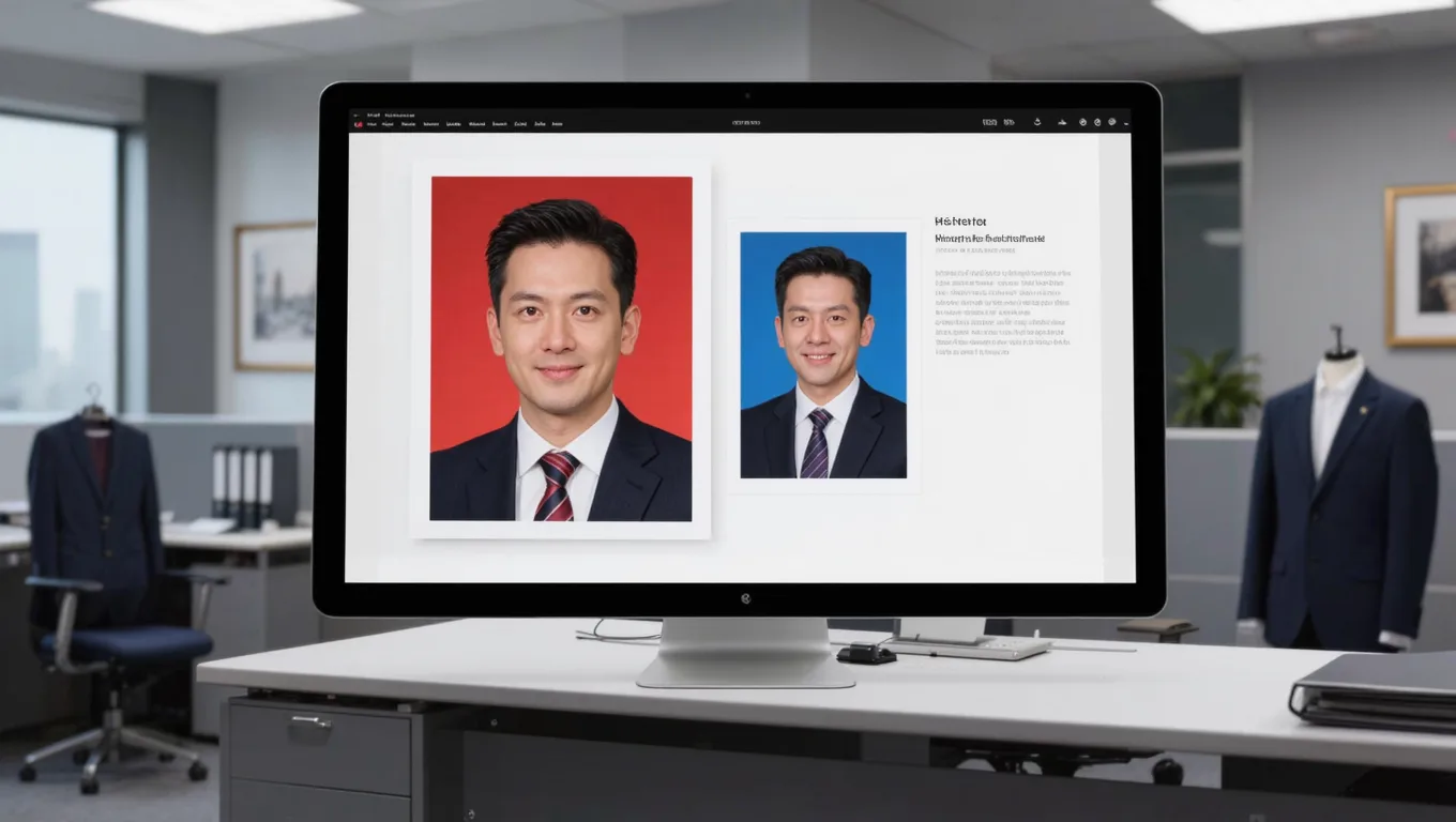 图叮AI网页版证件照换底色前后对比