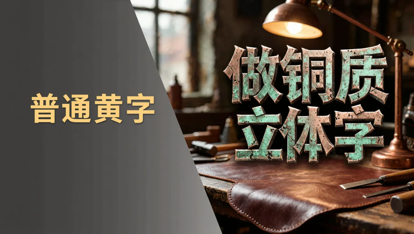 photoshop立体字插件免费铜质字效对比