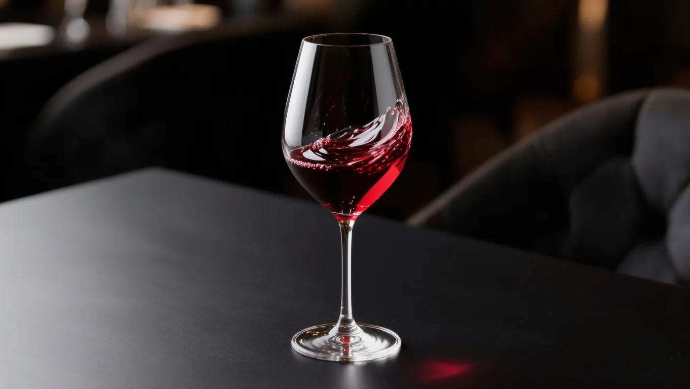 免费ai产品生图工具生成的高脚红酒杯暗调广告图