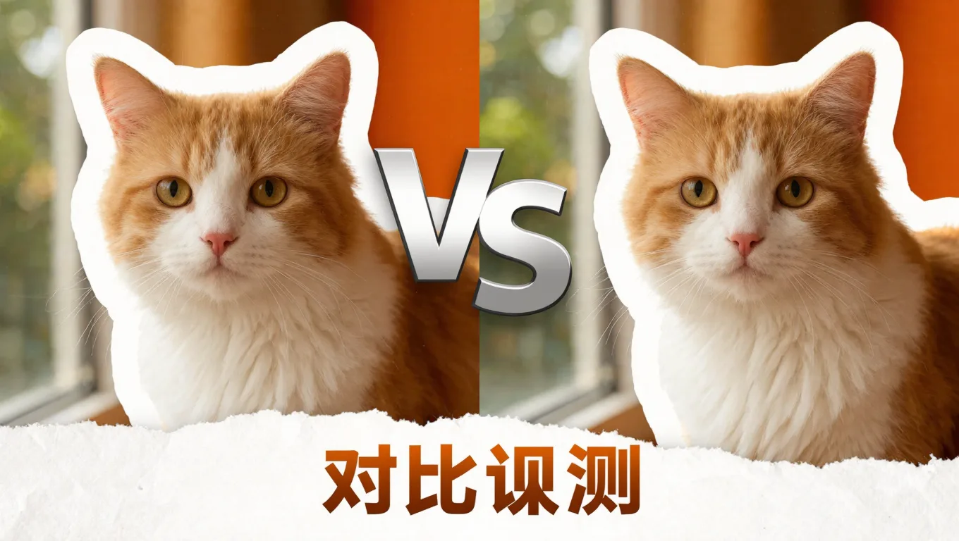 图叮AI与PS自带工具宠物猫抠图边缘对比