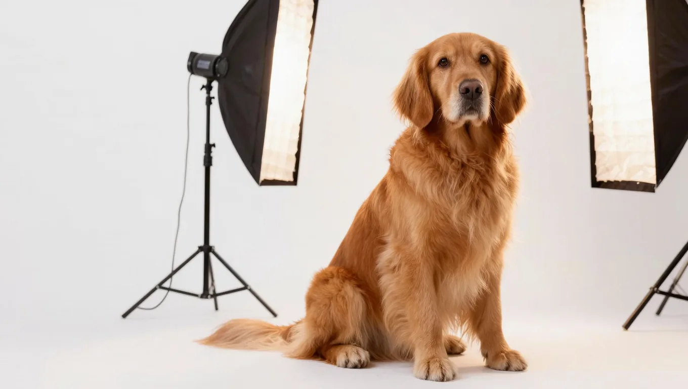 ai在线PS处理后的金毛犬白底图
