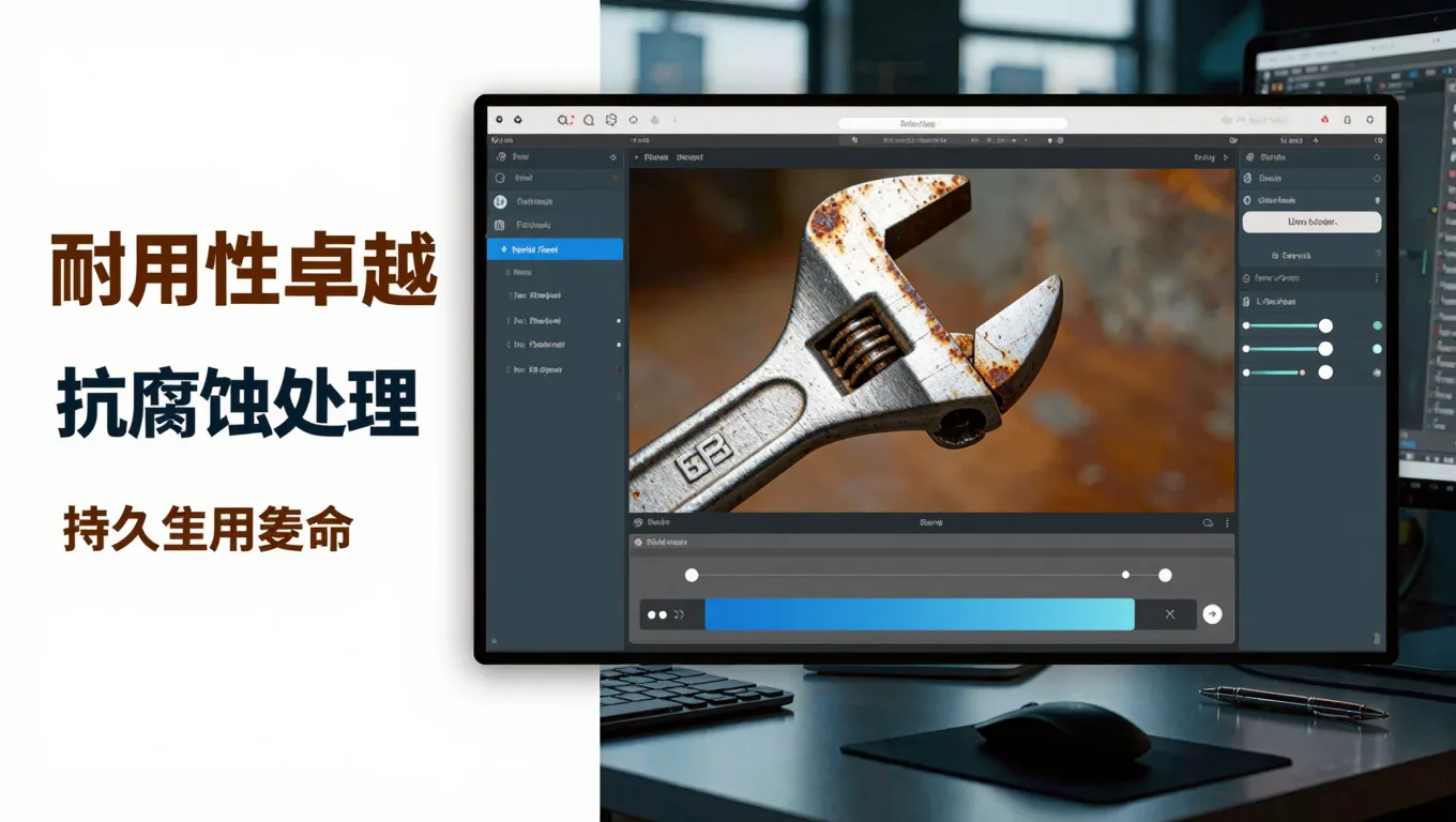 图叮AI网页端为扳手添加铁锈与划痕效果