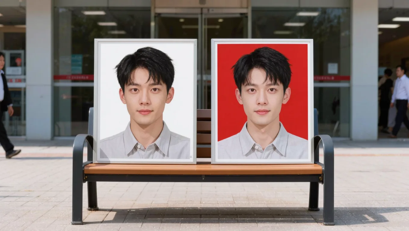 登记照从白底精准换成标准红底的前后对比