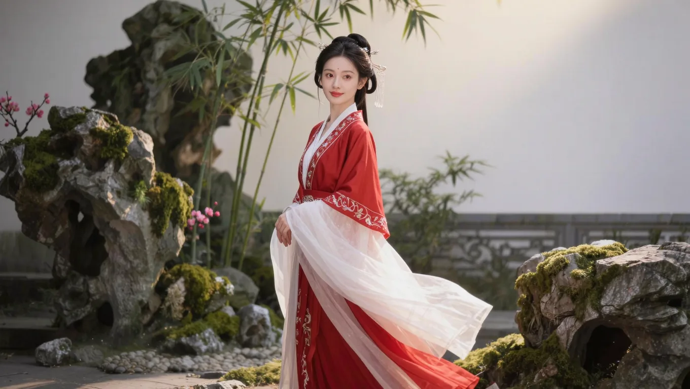 汉服古典园林场景合成