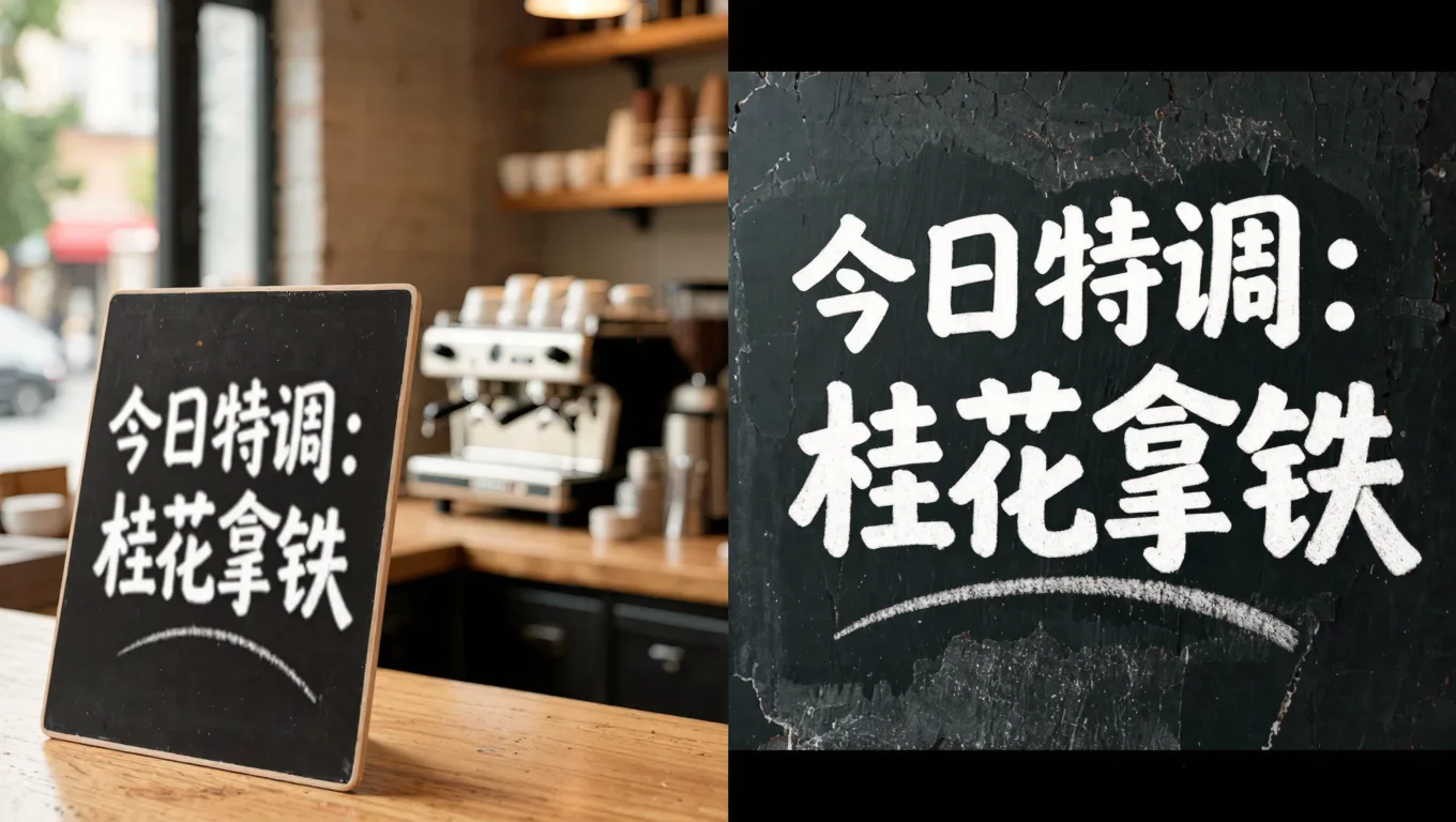 咖啡馆菜单手写板字效,AI优化粉笔字清晰度与排版