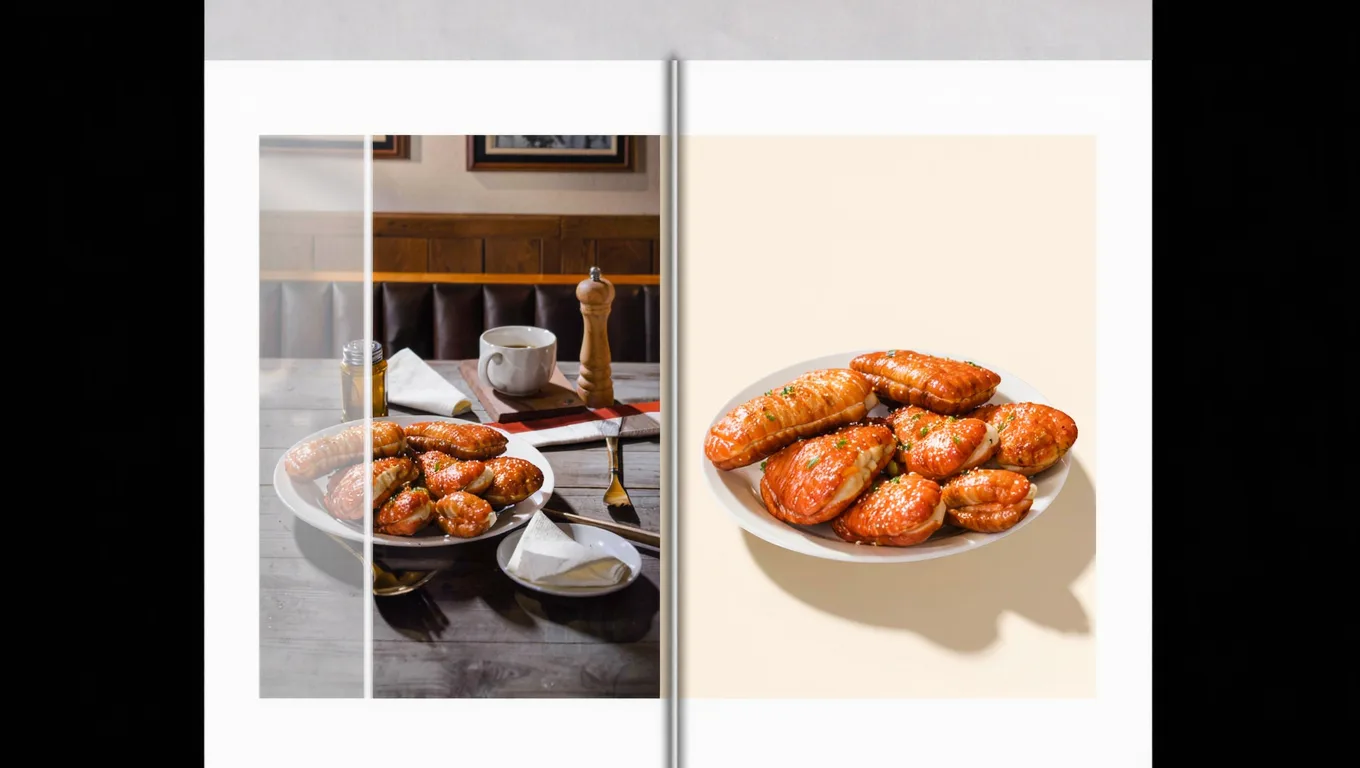 杂乱桌面美食图与高级背景美食图对比