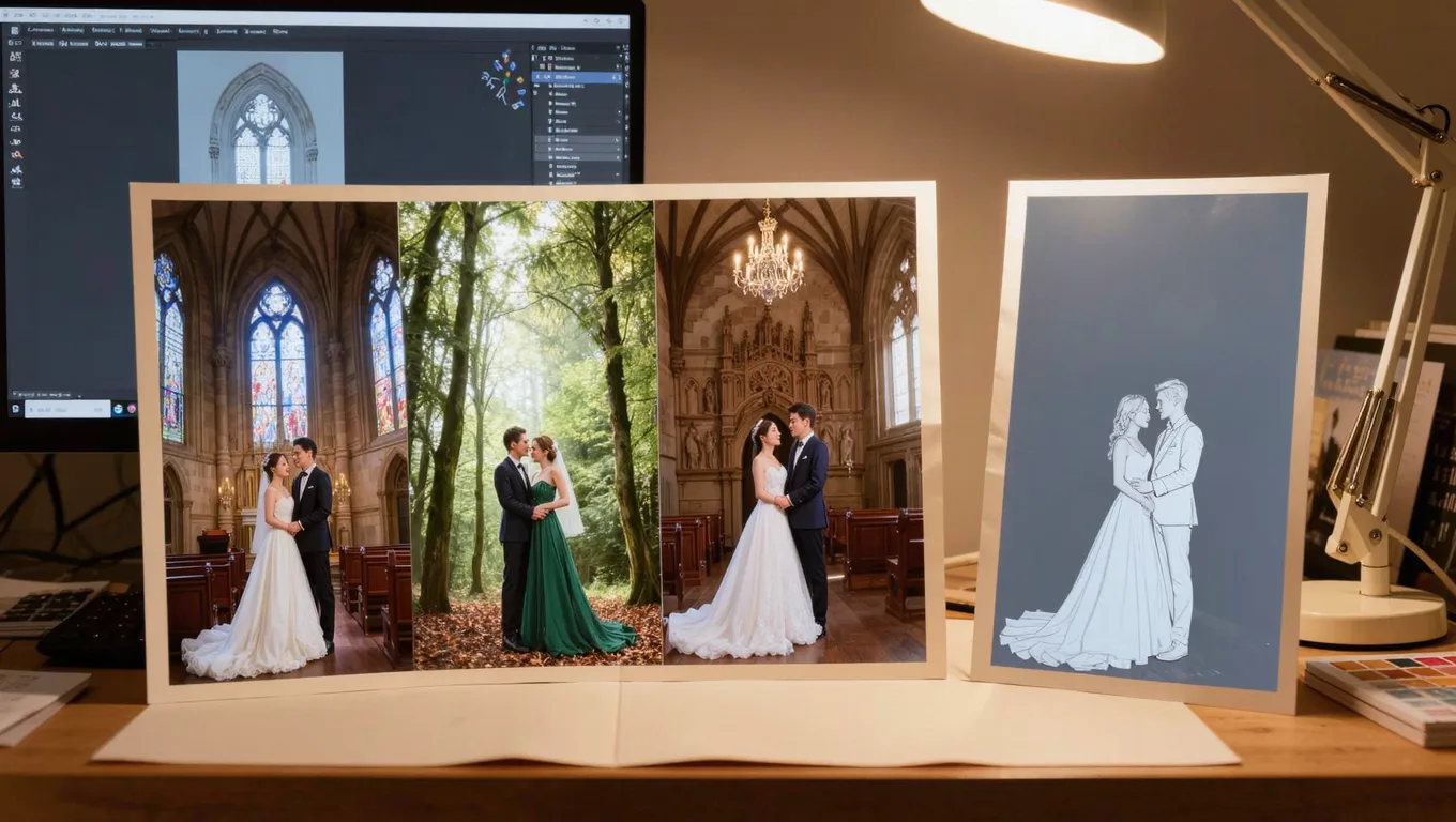 婚纱人像替换多种外景展示