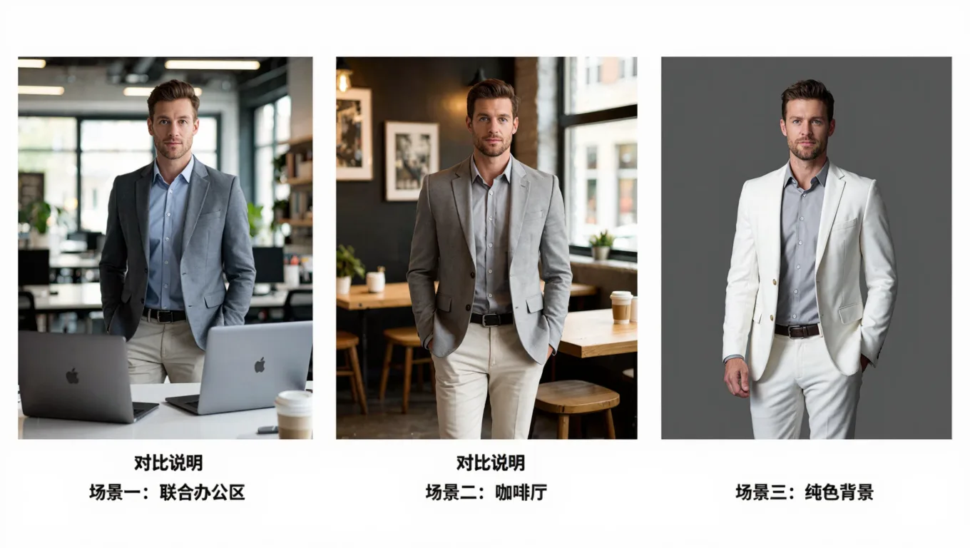 三种不同背景的LinkedIn商务照对比