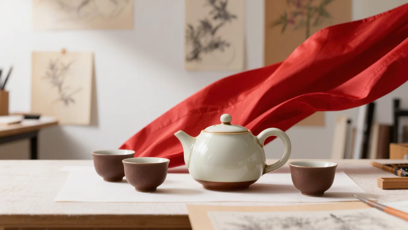 国庆节电商主图:红旗飘扬背景+国货产品