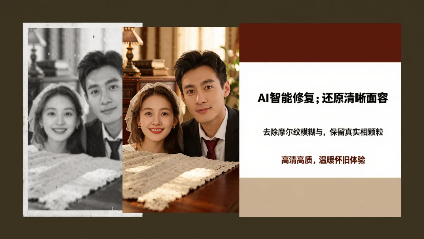 扫描老照片有摩尔纹？图叮AI同步去噪提清