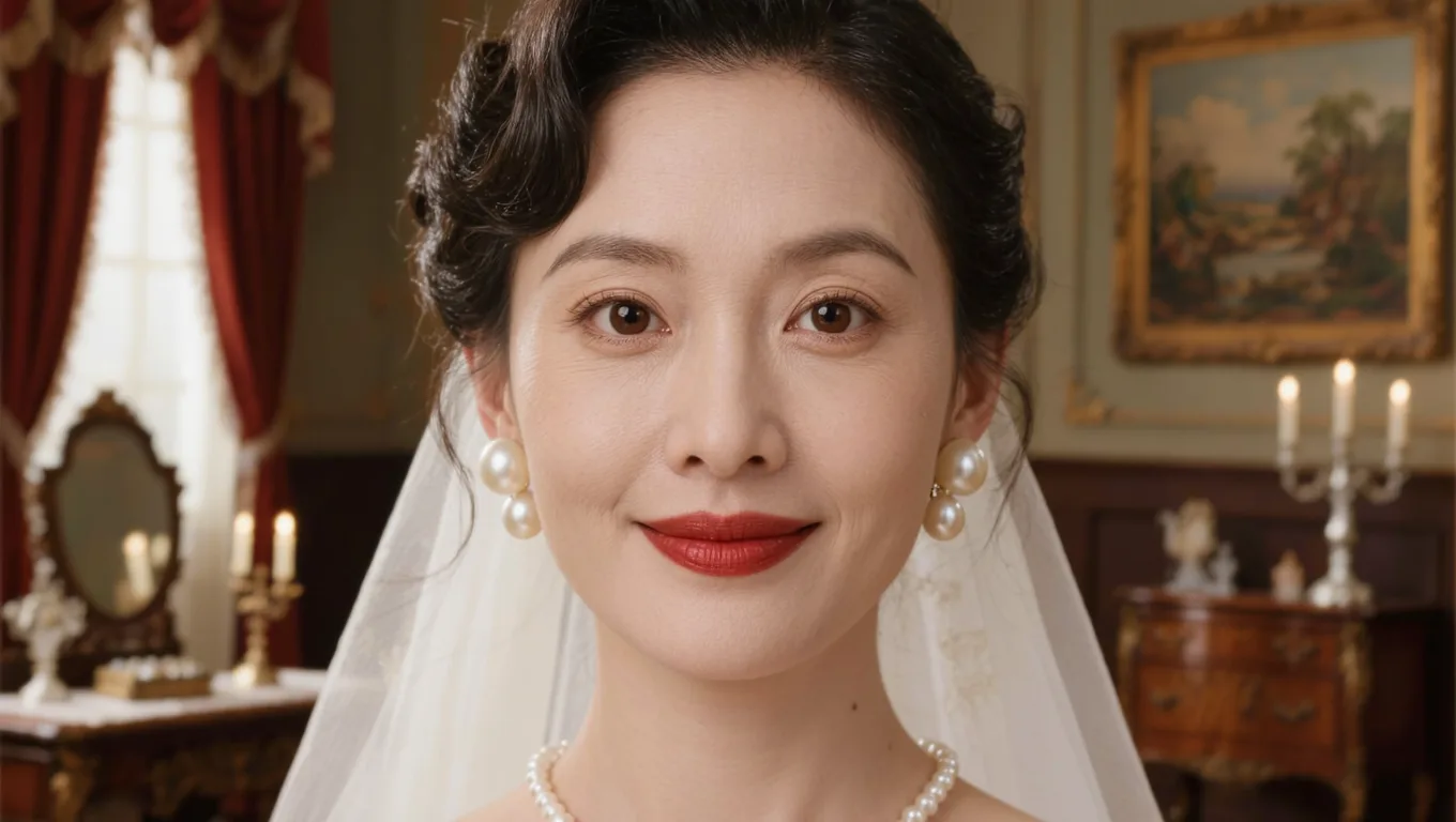 老照片修复上色重现母亲婚礼妆容