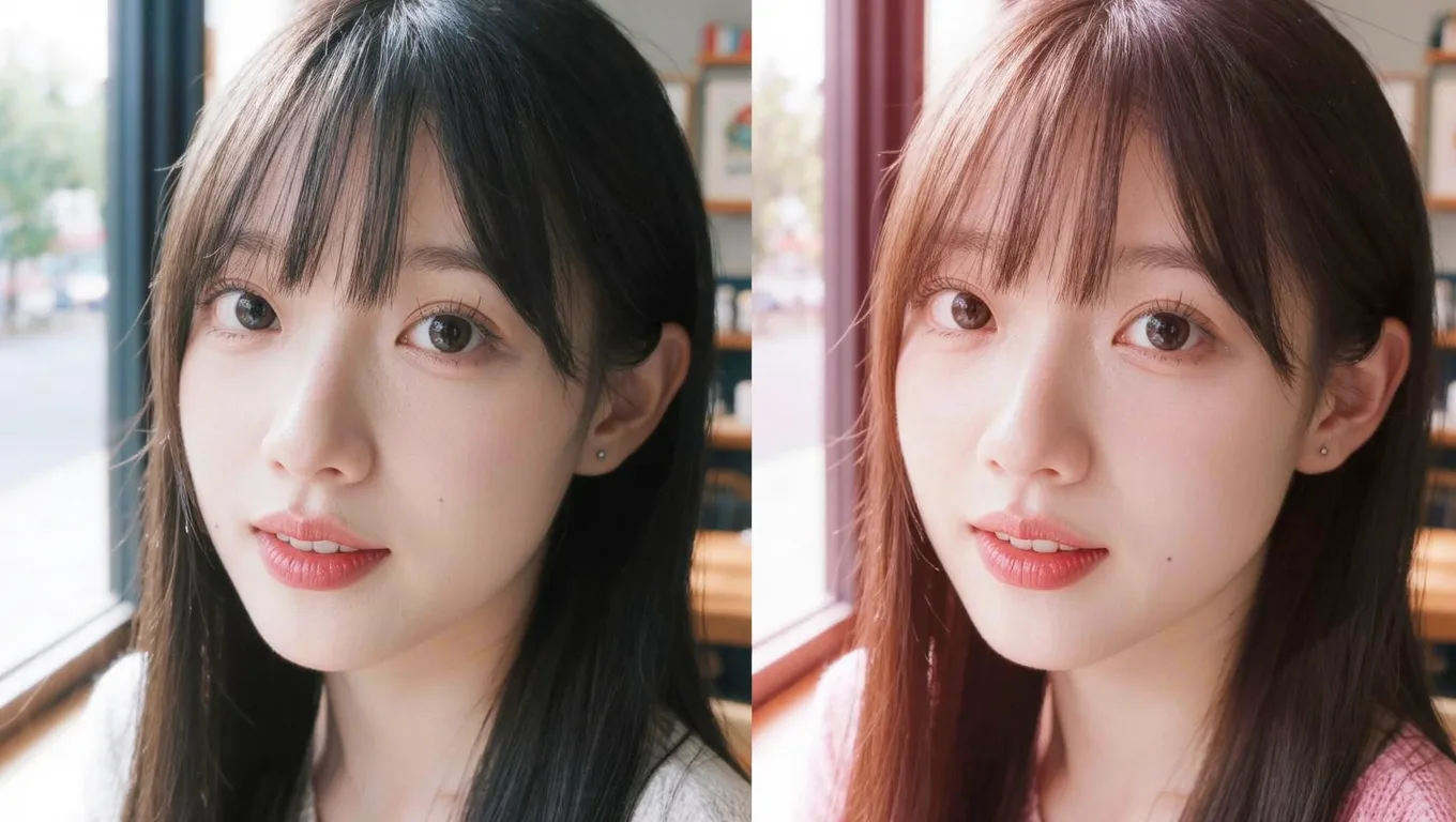 学生证照片自然美颜前后对比