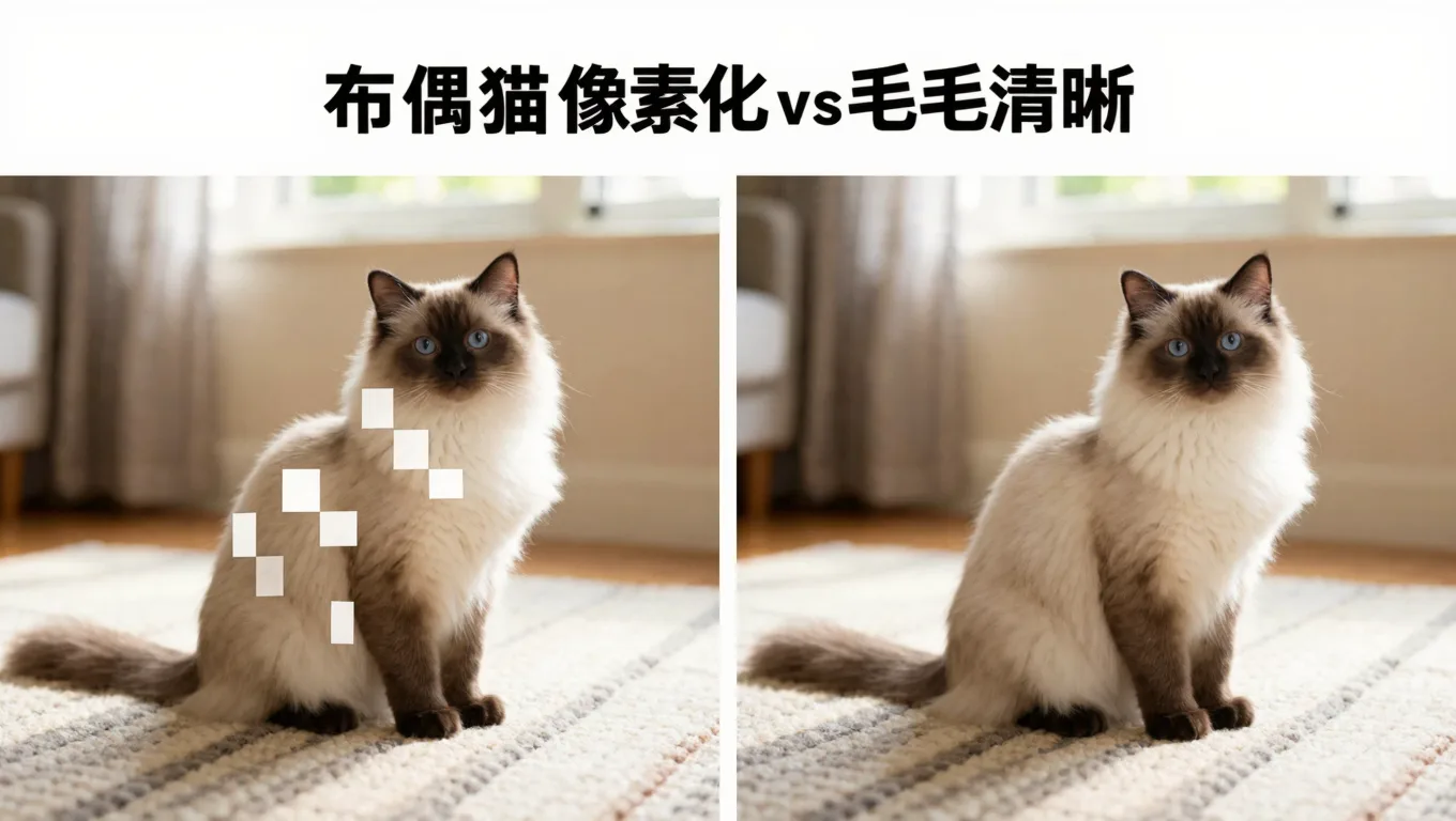 布偶猫全身像素化修复对比