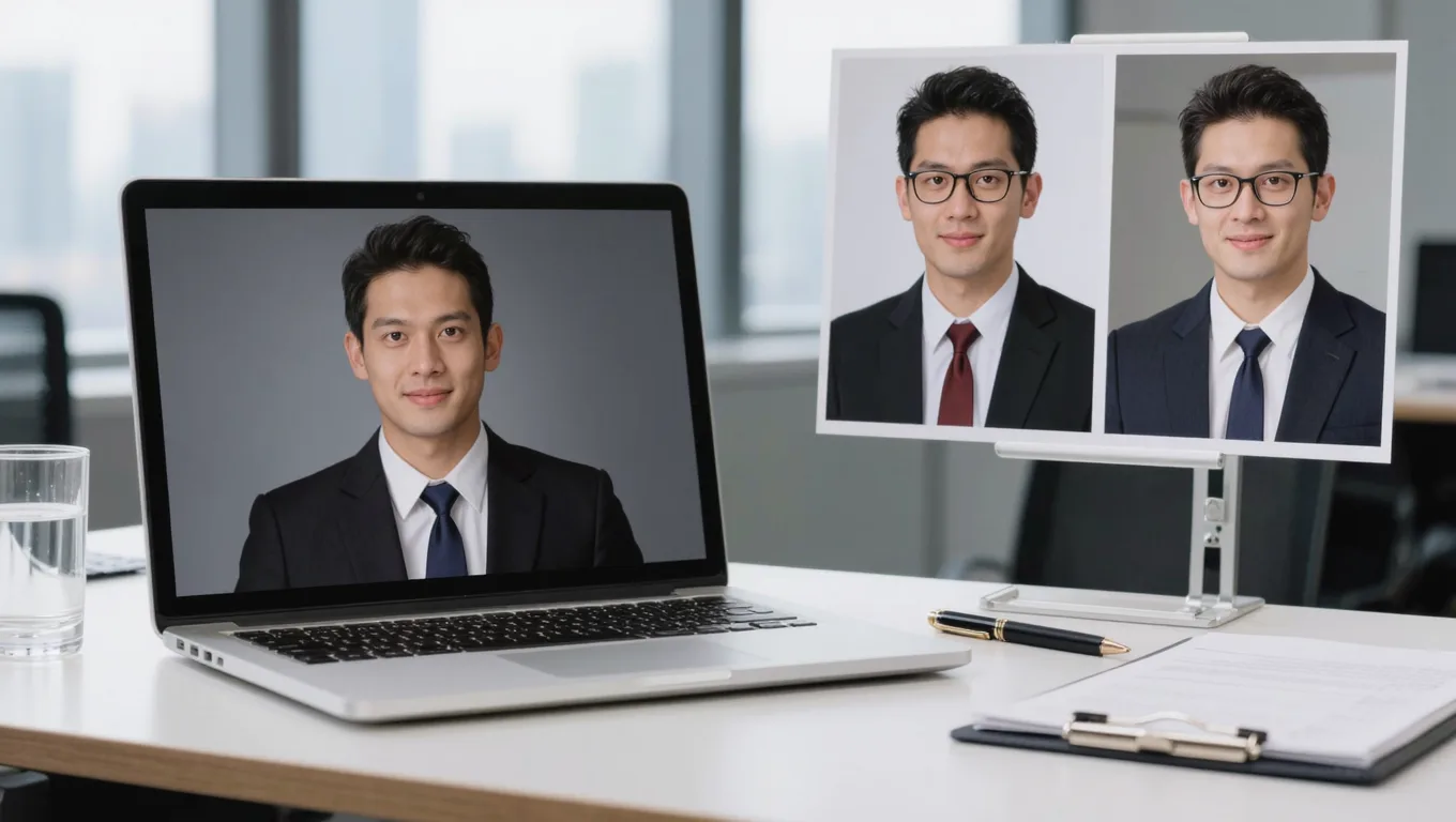 模糊与高清证件人像对比图