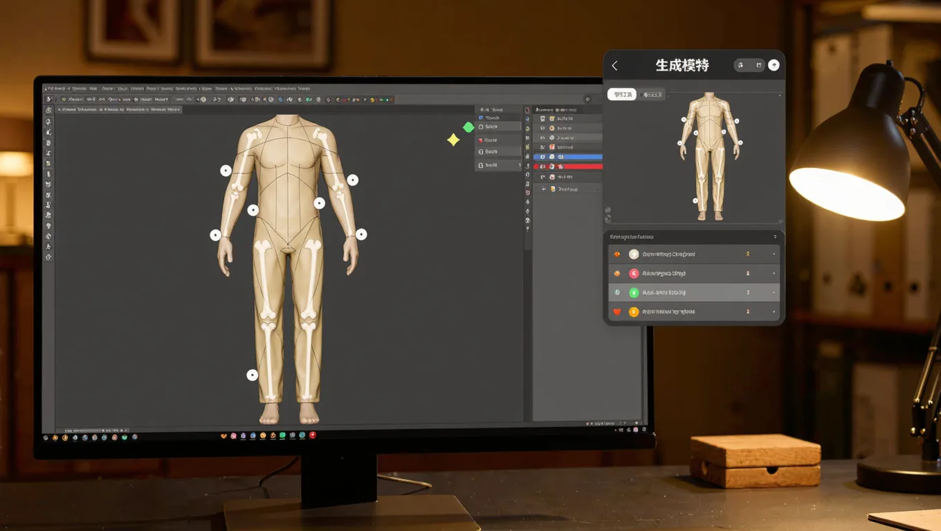 PS界面骨架工具定义人体节点