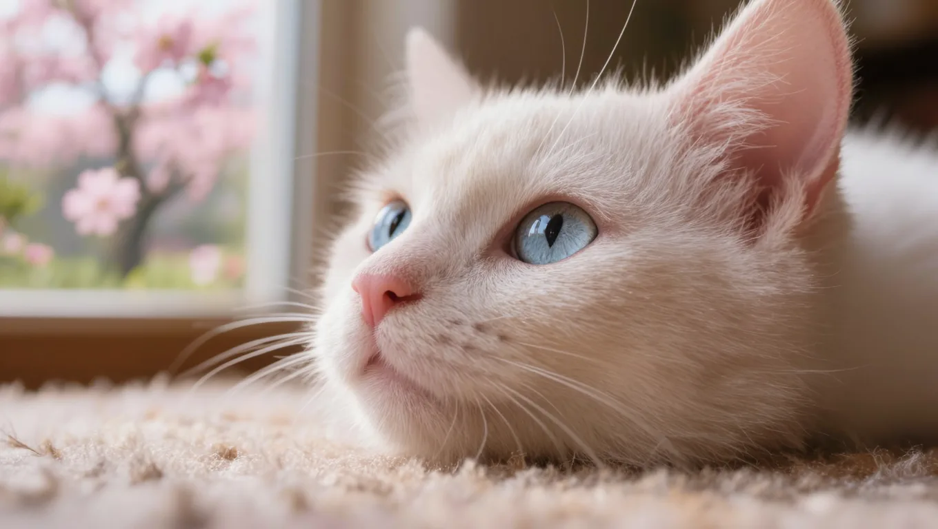 宠物猫耳朵毛发细节微距展示