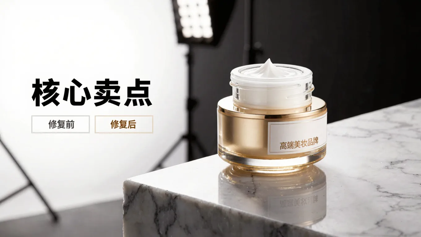 玻璃面霜瓶高清修复对比
