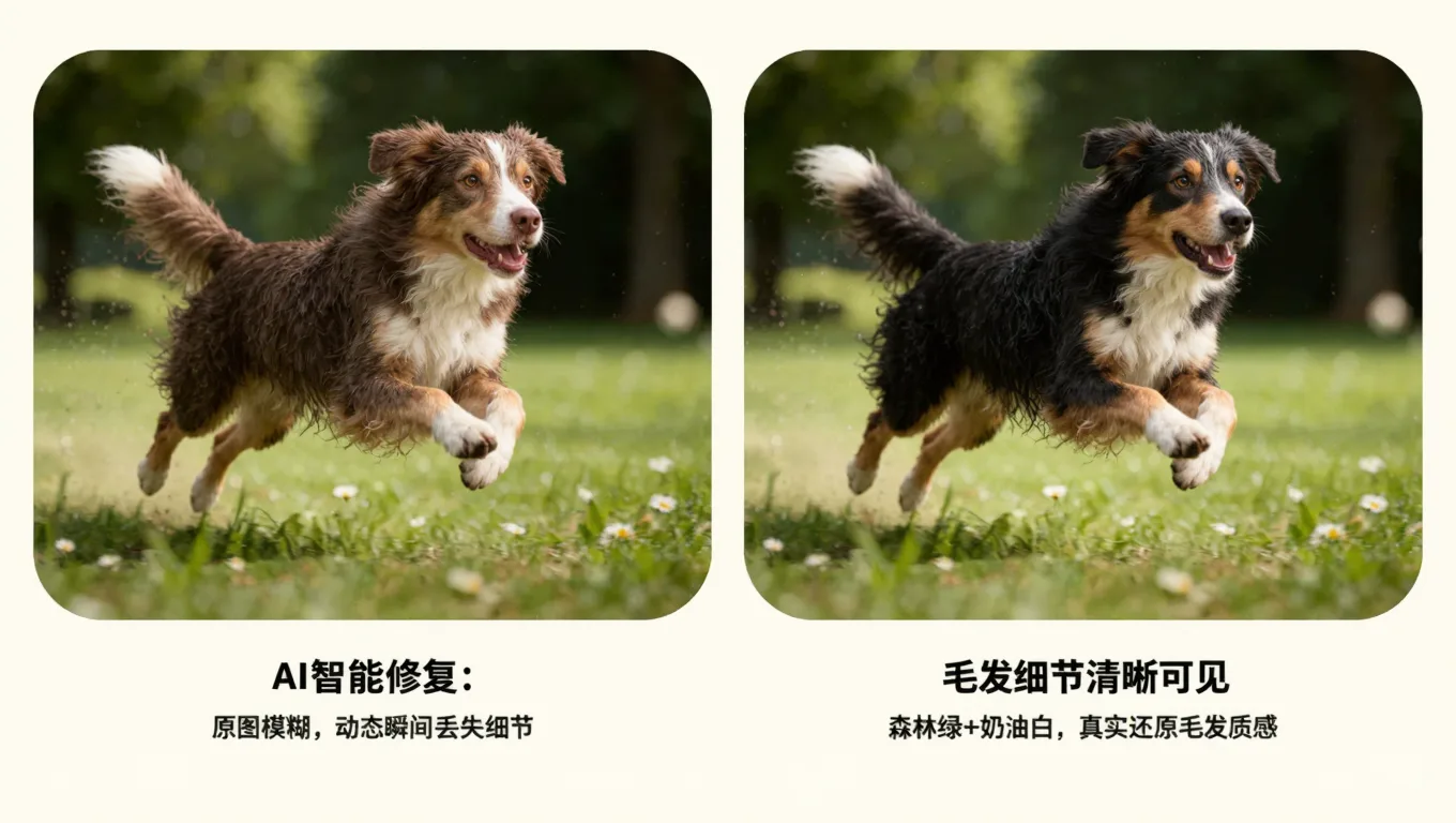 宠物抓拍糊了？图叮AI还原毛发与眼神光