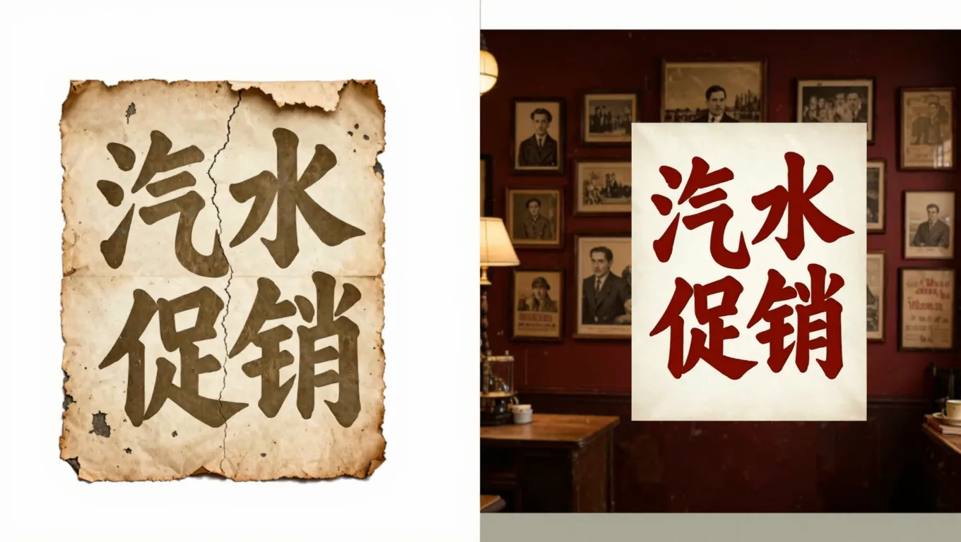 老海报字体修复上色,AI还原80年代复古字效