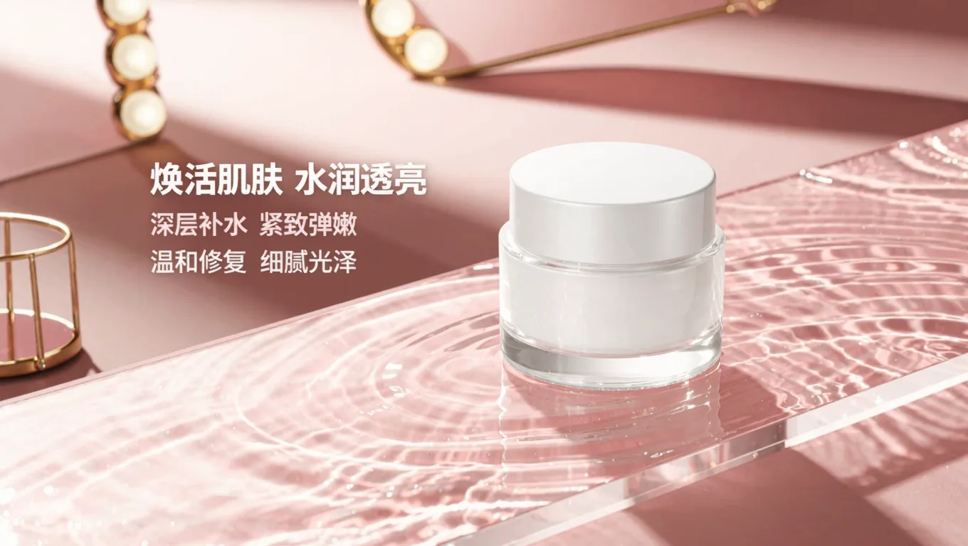 白底精华液通过商业修图生图网站生成的水波纹场景大片