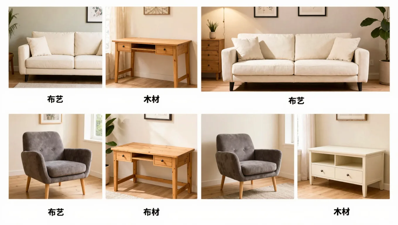 家具图批量去文字水印前后四宫格对比
