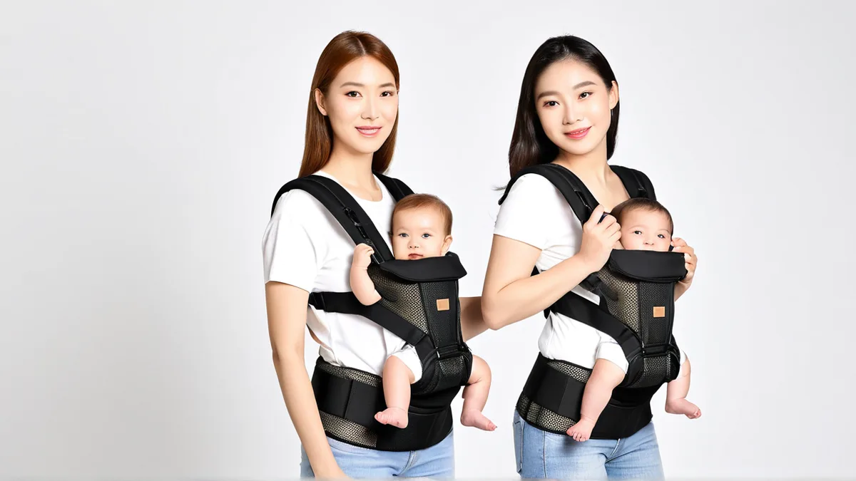 婴儿背带腰凳透气网布尼龙织带塑料扣具分区修材质前后对比