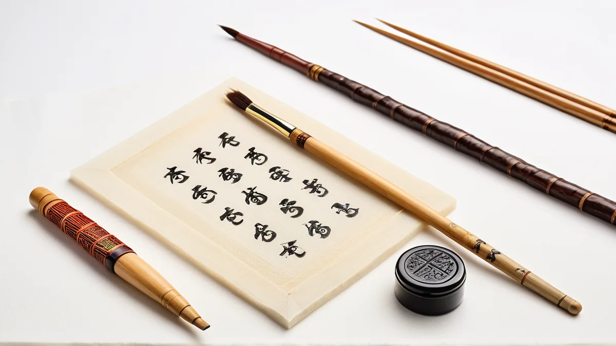 毛笔宣纸修图：笔毫提清、宣纸帘纹保留、笔杆刻字补清、生熟宣不改