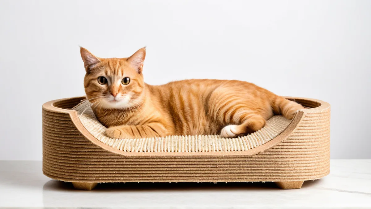 猫抓板修图：瓦楞纸密排纹路提清、剑麻编织质感留住、边缘碎纸屑清干净的效果