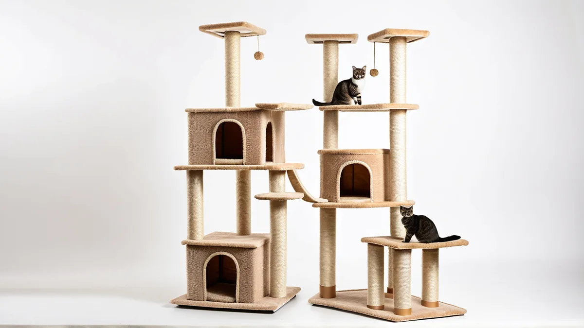 猫爬架产品图精修：剑麻绳纹理、绒布毛感清晰还原