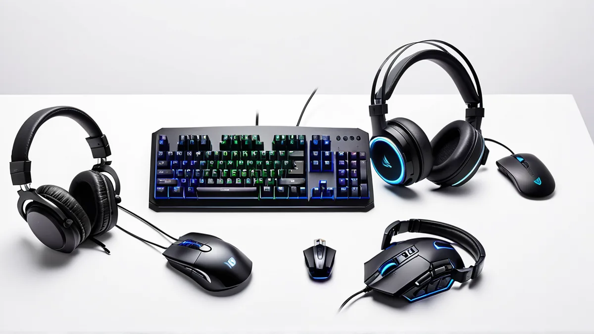 电竞外设键鼠耳三件套白底 RGB 灯效主图排版效果