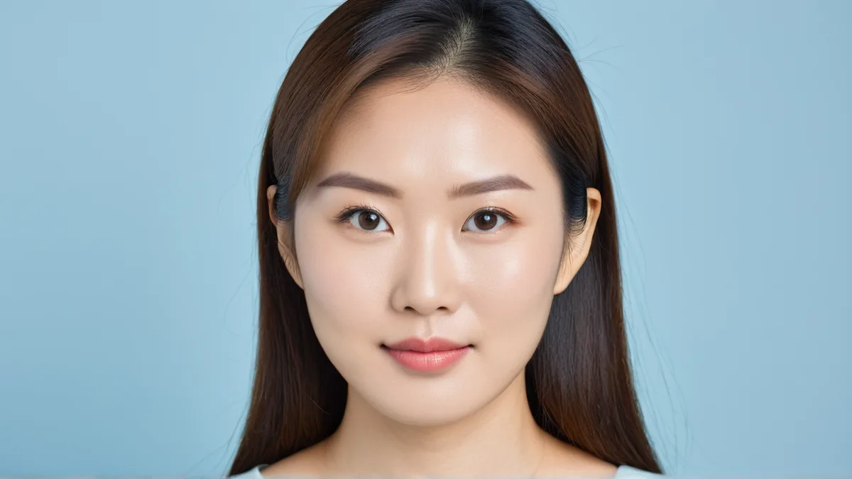 证件照脸部精修前后对比，去痘去油光后保留皮肤毛孔质感和五官原样