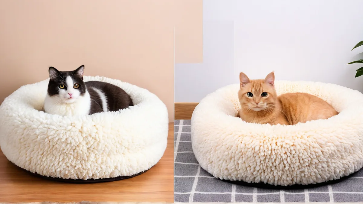 羊羔绒猫窝绒毛蓬松感修图前后对比