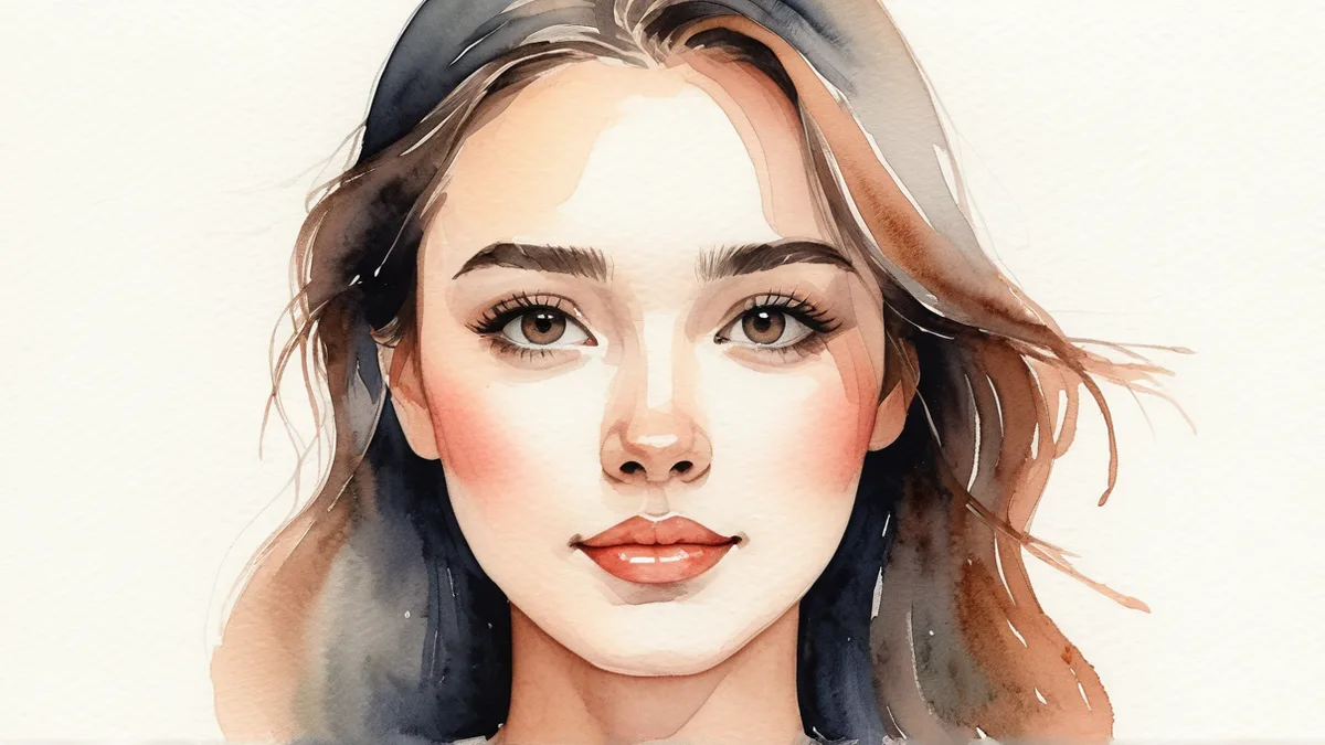 一张真人正脸照转成插画风格头像的前后对比