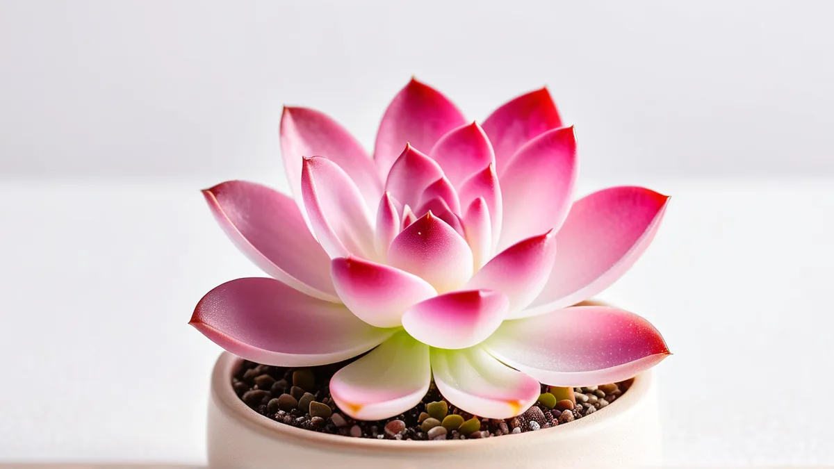 多肉植物修图前后对比：左侧白霜发灰果冻色看不出盆面脏、右侧白霜均匀果冻色透亮盆面干净