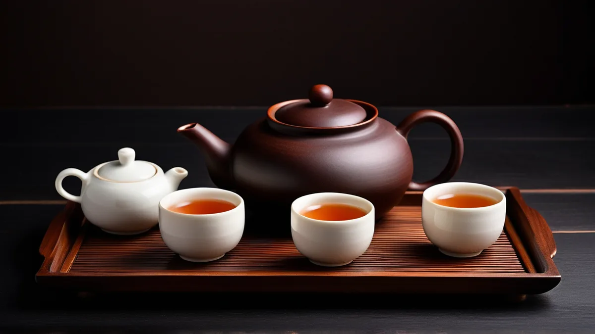 一壶四杯配黑檀茶盘的套装修图前后对比